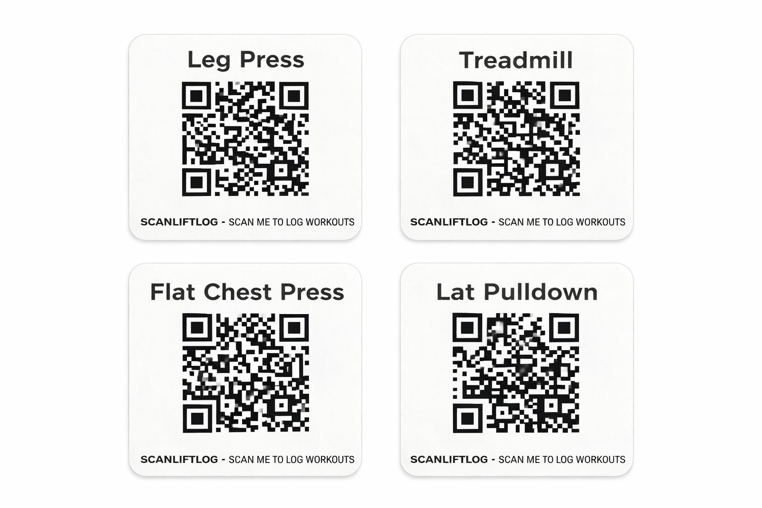 Example machine QR labels for ScanLiftLog